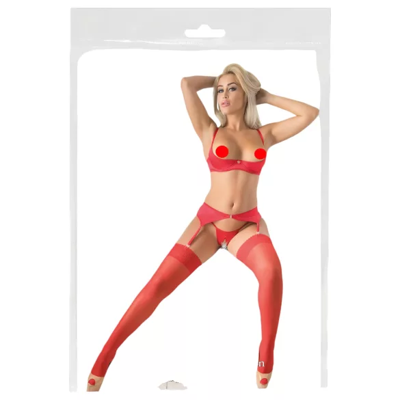 Cottelli - καλσόν με δαντέλα - κόκκινο - αισθησιακό γυναίκα - 5/XL