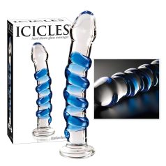   Icicles No. 5 - σπειροειδές γυάλινο δονητής (διαφανές-μπλε)
