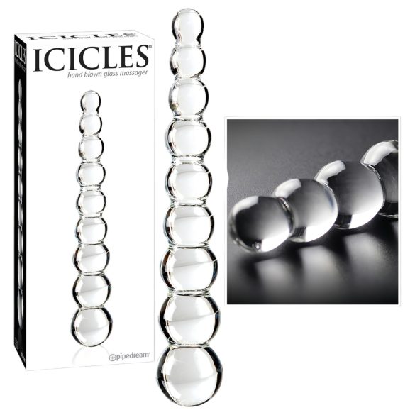 Icicles No. 2 - γυάλινος δονητής με σφαιρίδια (διάφανος)