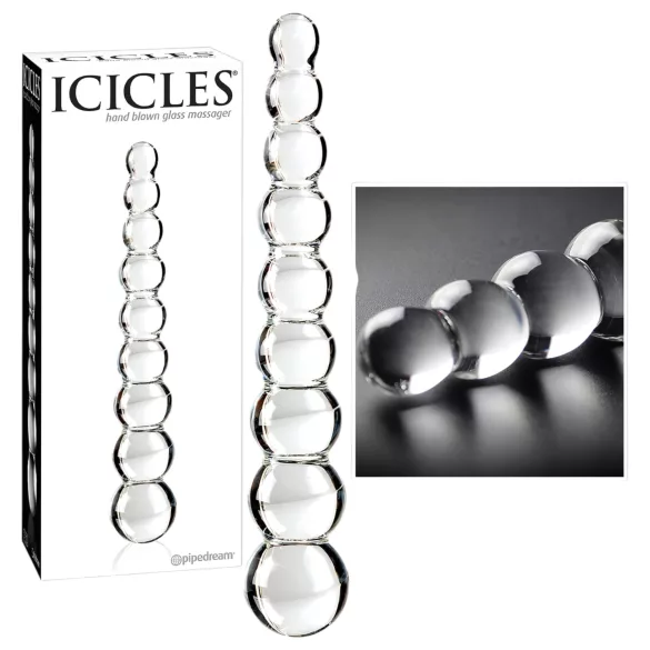 Icicles No. 2 - γυάλινο δονητής με σφαιρίδια - διάφανο