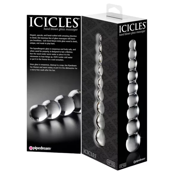 Icicles No. 2 - γυάλινο δονητής με σφαιρίδια - διάφανο