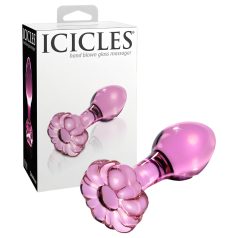   Icicles No. 48 - λουλουδάτο γυάλινο πρωκτικό ραβδί (ροζ)