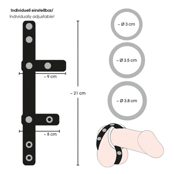 Bad Kitty - δερμάτινο δαχτυλίδι όρχεων και πέους (μαύρο)