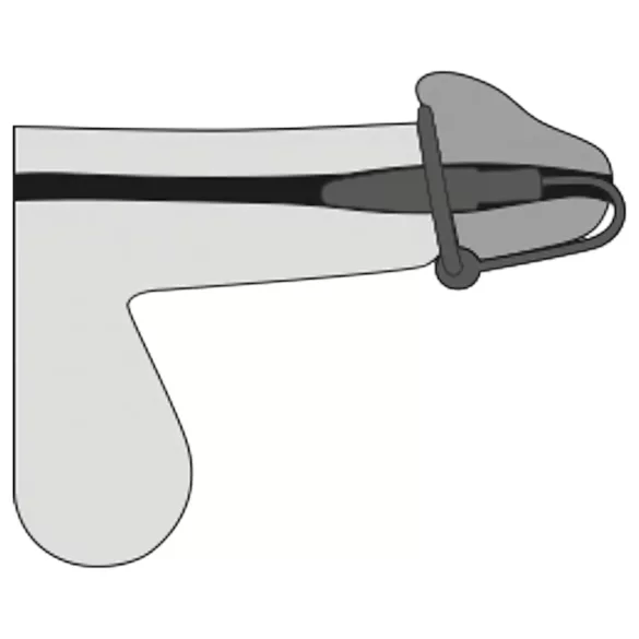 Πεϊνός plug - δακτύλιος από σιλικόνη για βάλανο με κωνικό διαστολέα (μωβ-ασημί)