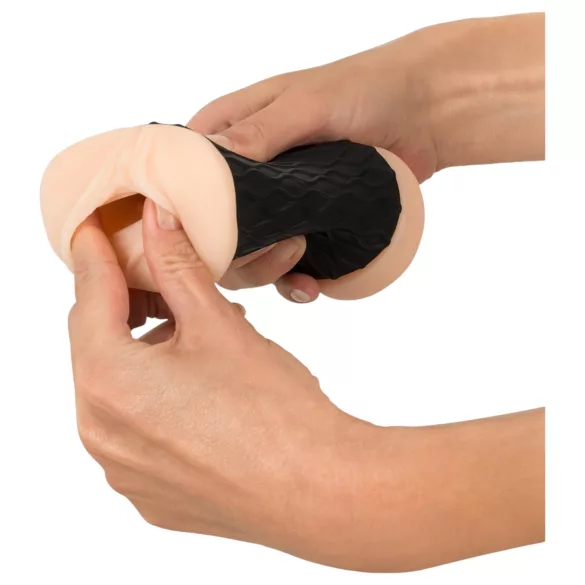 Nature Skin - αιδοίο και πρωκτός μαλακός αυνανιστήρας (φυσικό-μαύρο)