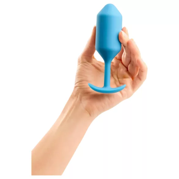 b-Vibe Snug Plug 3 - διπλό σφαιρικό buttplug (180g, μπλε)