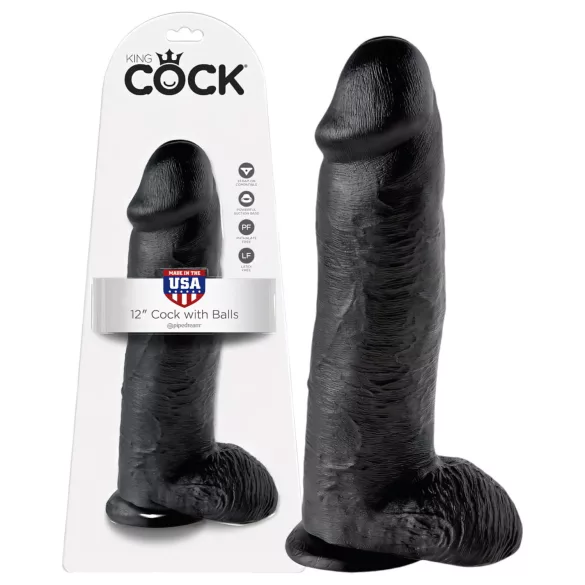 King Cock - δονητής ρεαλιστικός με όρχεις - 30cm - μαύρο