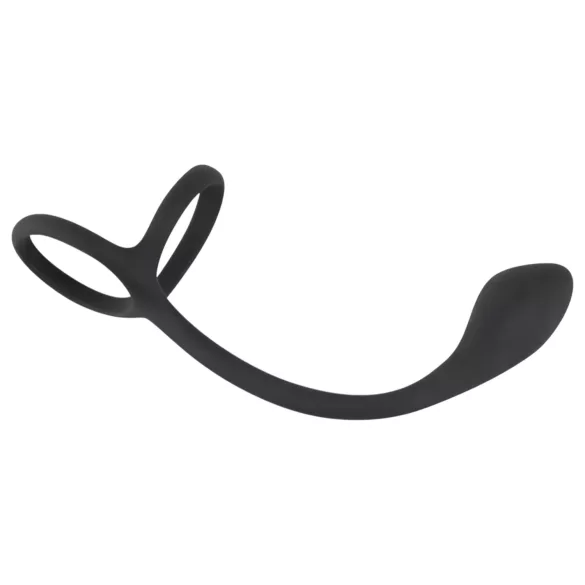 Black Velvets - δονητής πρωκτού με δαχτυλίδι πέους & όρχεων - μαύρο