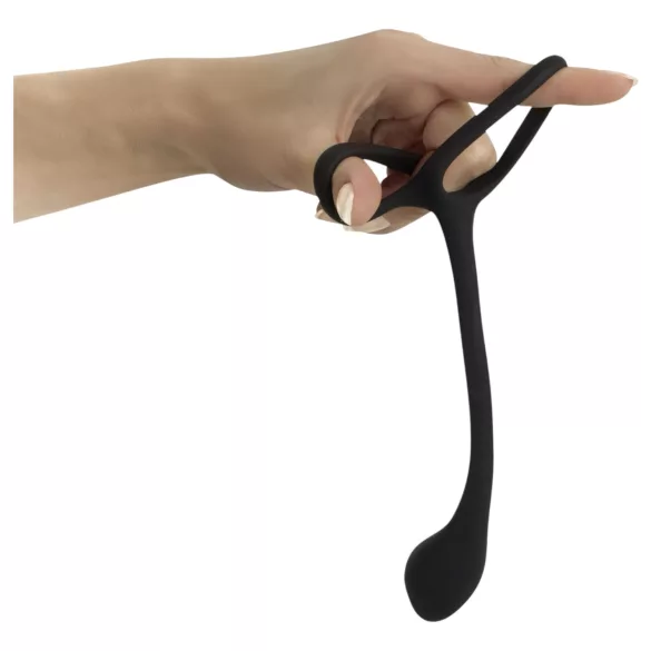 Black Velvets - δονητής πρωκτού με δαχτυλίδι πέους & όρχεων - μαύρο