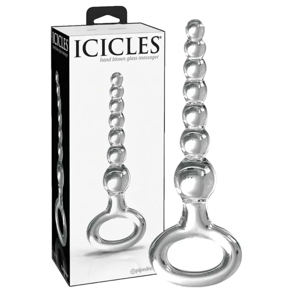 Icicles No. 67 - γυάλινο δονητής με σφαιρίδια - διαφανές