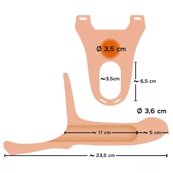 You2Toys - strap-on μεσαίο - κοίλο dildo - φυσικό χρώμα