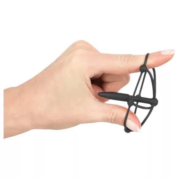 Penisplug - κλουβί πέους με διαστολέα - σιλικόνη - μαύρο