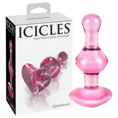   Icicles No. 75 - πρωκτική σφήνα καρδιά - γυάλινη - ροζ