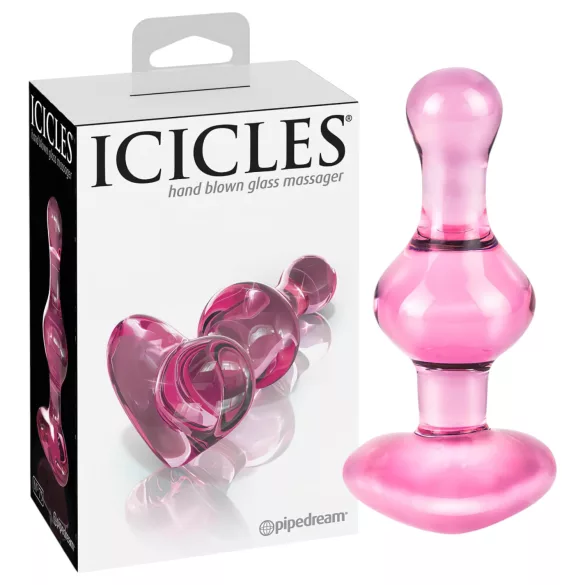 Icicles No. 75 - πρωκτική σφήνα καρδιά - γυάλινη - ροζ