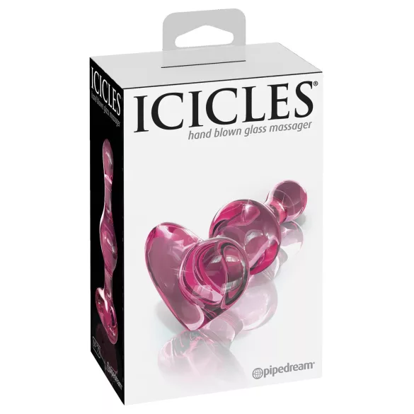 Icicles No. 75 - πρωκτική σφήνα καρδιά - γυάλινη - ροζ