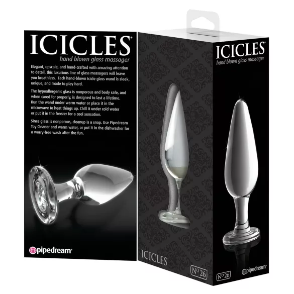 Icicles No. 26 - κωνικό, γυάλινο πρωκτικό βύσμα (διάφανο)