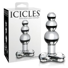   Icicles No. 47 - τριπλό μαργαριτάρι, γυάλινο πρωκτικό plug (διαφανές)