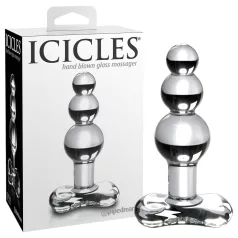   Icicles No. 47 - πρωκτική σφήνα γυάλινη με τριπλές χάντρες - διάφανο
