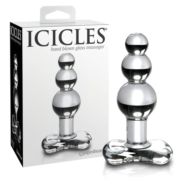 Icicles No. 47 - τριπλό μαργαριτάρι, γυάλινο πρωκτικό plug (διαφανές)