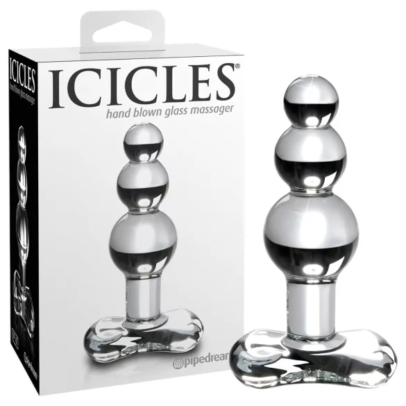 Icicles No. 47 - πρωκτική σφήνα γυάλινη με τριπλές χάντρες - διάφανο