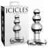 Icicles No. 47 - πρωκτική σφήνα γυάλινη με τριπλές χάντρες - διάφανο