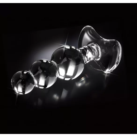 Icicles No. 47 - πρωκτική σφήνα γυάλινη με τριπλές χάντρες - διάφανο