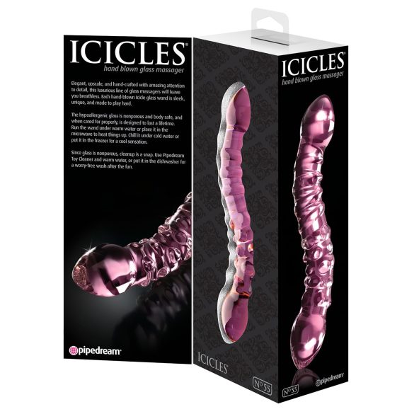 Icicles No. 55 - διπλής όψης γυάλινο δονητής G-σημείο - ροζ