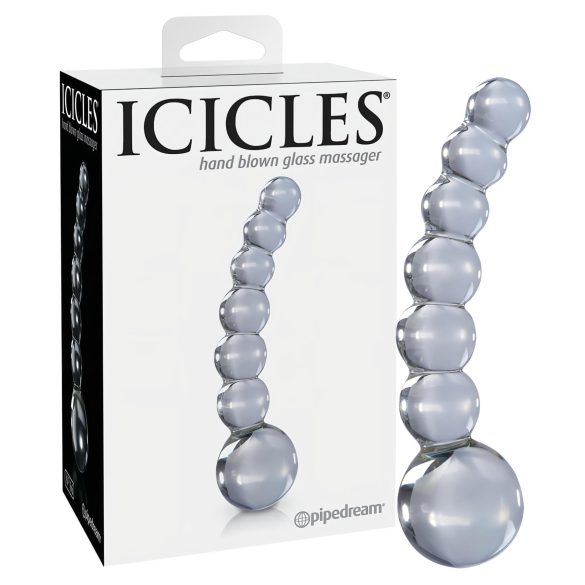 Icicles No. 66 - καμπυλωτός, σφαιρικός, γυάλινο dildo (διαφανές)