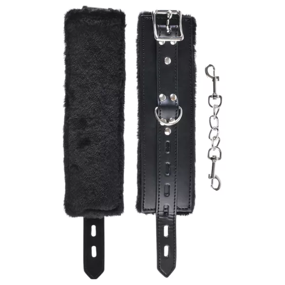 Fetish - χειροπέδες γούνινες - μαλακές - μαύρο