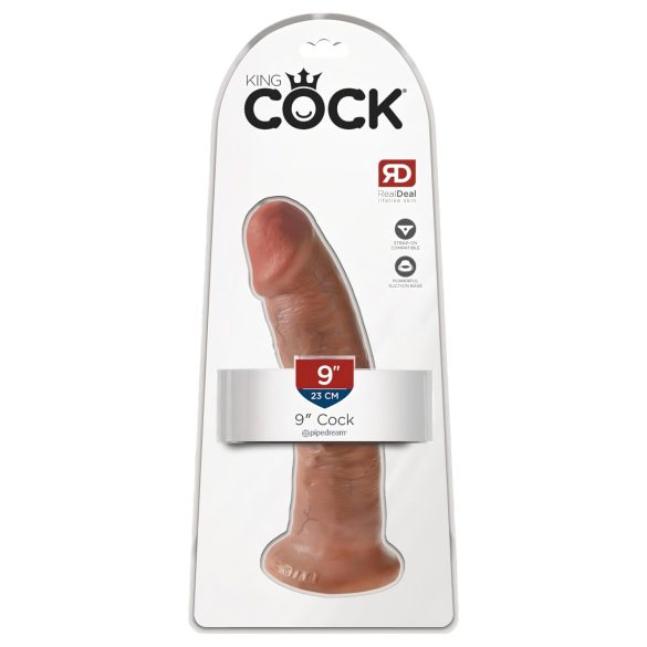 King Cock 9 - ρεαλιστικό ομοίωμα με βεντούζα (23cm) - σκούρο φυσικό