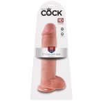   King Cock 11 - velké připínací, testikulární dildo (28 cm) - přírodní