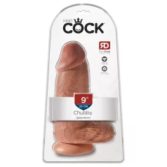  King Cock - δονητής με βεντούζα - παχύς 23cm - σκούρο φυσικό