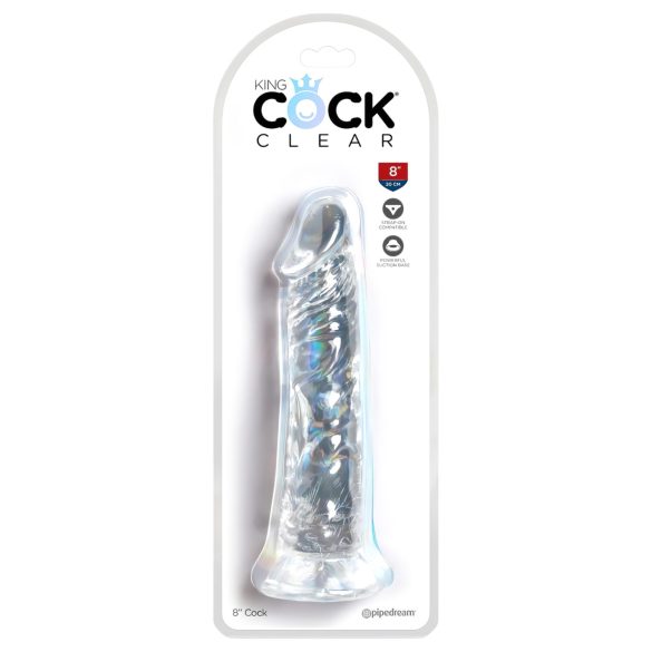 King Cock Clear 8 - Διαφανές δονητής με βεντούζα (20cm)