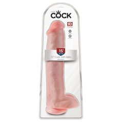   King Cock 15 - δονητής με βεντούζα και όρχεις (38cm) - φυσικό χρώμα
