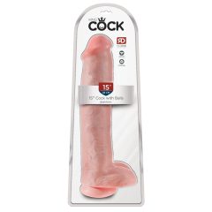   King Cock 15 - gigantic, clamp-on, testicle dildo (38cm) - natural