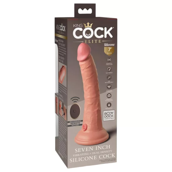 King Cock Elite 7 - δονητής με βεντούζα και τηλεχειριστήριο 18cm - φυσικό