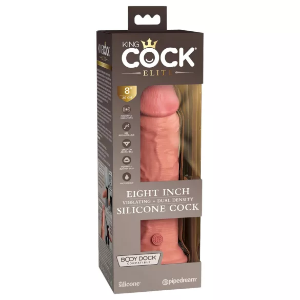 King Cock Elite 8 - δονητής με βεντούζα - 20cm - φυσικό χρώμα