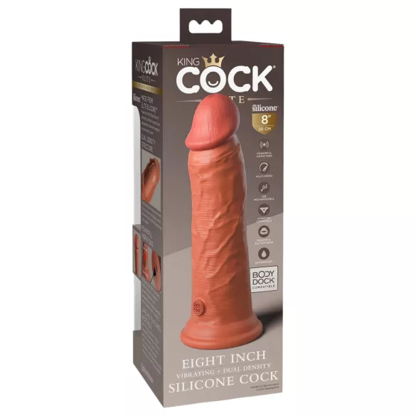 King Cock Elite 8 - ρεαλιστικός δονητής 20cm - σκούρο φυσικό χρώμα