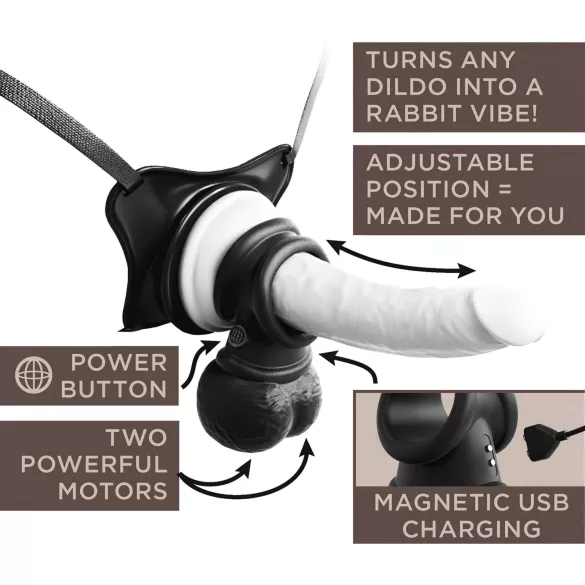 King Cock Crown Jewels - δαχτυλίδι πέους με δόνηση (μαύρο)