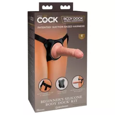   King Cock Elite - δονούμενος strap-on για αρχάριους - δέρμα όπως υλικό - μπεζ