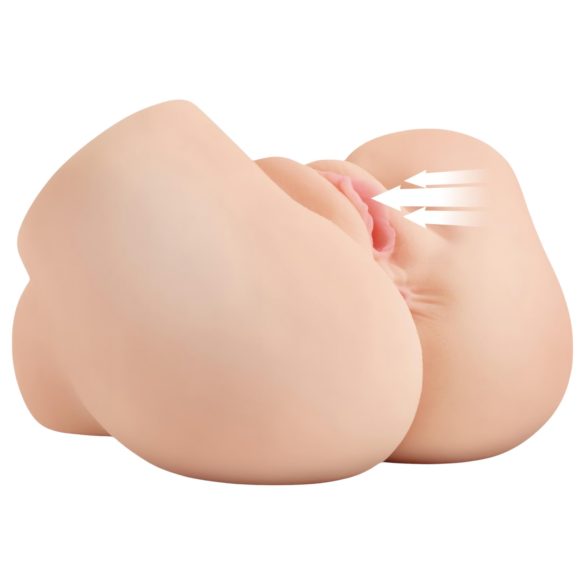 PDX Elite - απορροφητήρας, δονητής 2in1 αυνανιστήρι (φυσικό)