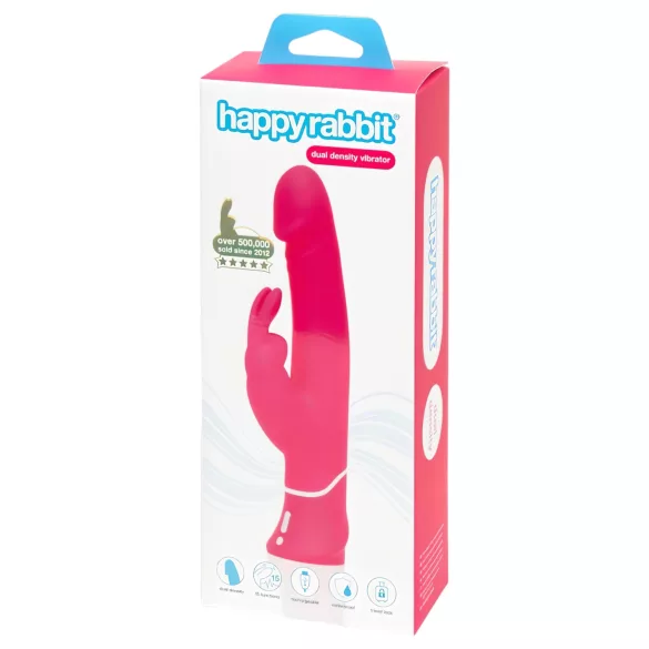Happyrabbit - δονητής κλειτορίδας διπλής πυκνότητας αδιάβροχος σιλικόνη ροζ