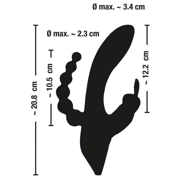 SMILE Triple - δονητής με 3 κεφαλές - επαναφορτιζόμενος, αδιάβροχος - μαύρος