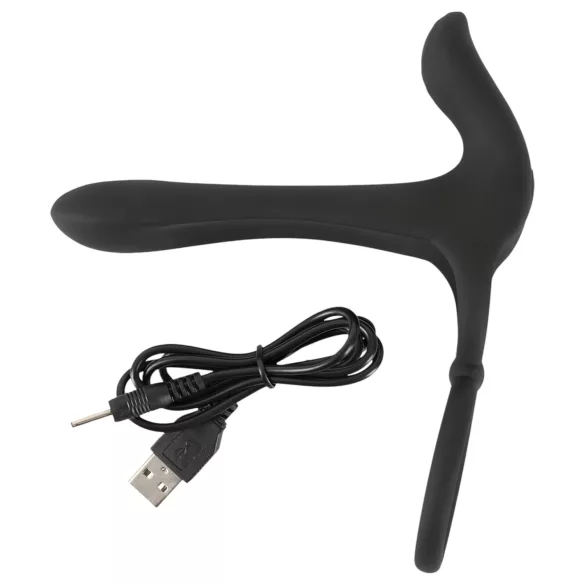 Black Velvets - επαναφορτιζόμενος, 2 σε 1 δονητής και δαχτυλίδι πέους (μαύρο)