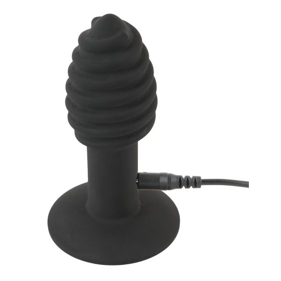 Black Velvet Twist - rechargeable silicone anal vibrator (black)
