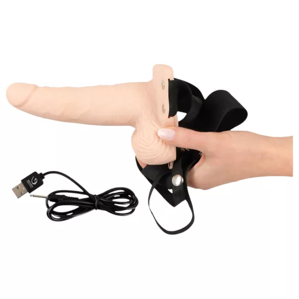 You2Toys - strap-on ομοίωμα με δόνηση - κοίλο - φυσικό χρώμα