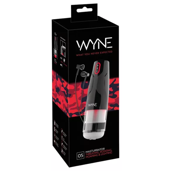 WYNE 05 - ανδρικός αυτόματος περιστροφικός μαλακός masturbator - μαύρο/λευκό