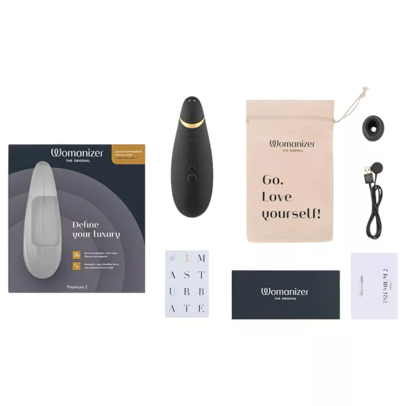 Womanizer Premium 2 - απορροφητής κλειτορίδας με παλμούς αέρα - μαύρο