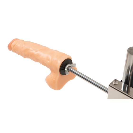The Banger DS Fucking Machine - double-sided sex machine with 2 dildos and fake pussy (silver)
