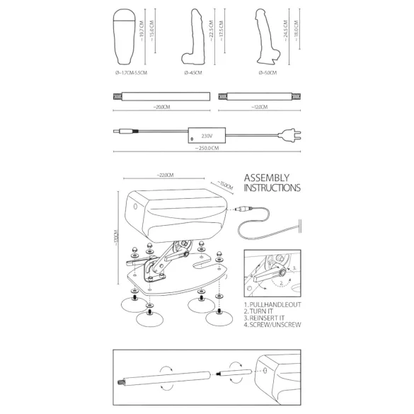 The Banger - Σέξ μηχανή για άνδρα & γυναίκα - με 2 δονητές & 1 τεχνητό αιδοίο